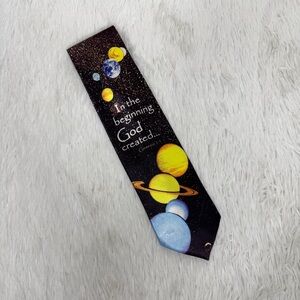 Vintage Genesis 1:1 Bible Jesus God Christian solar system biblical novelty tie